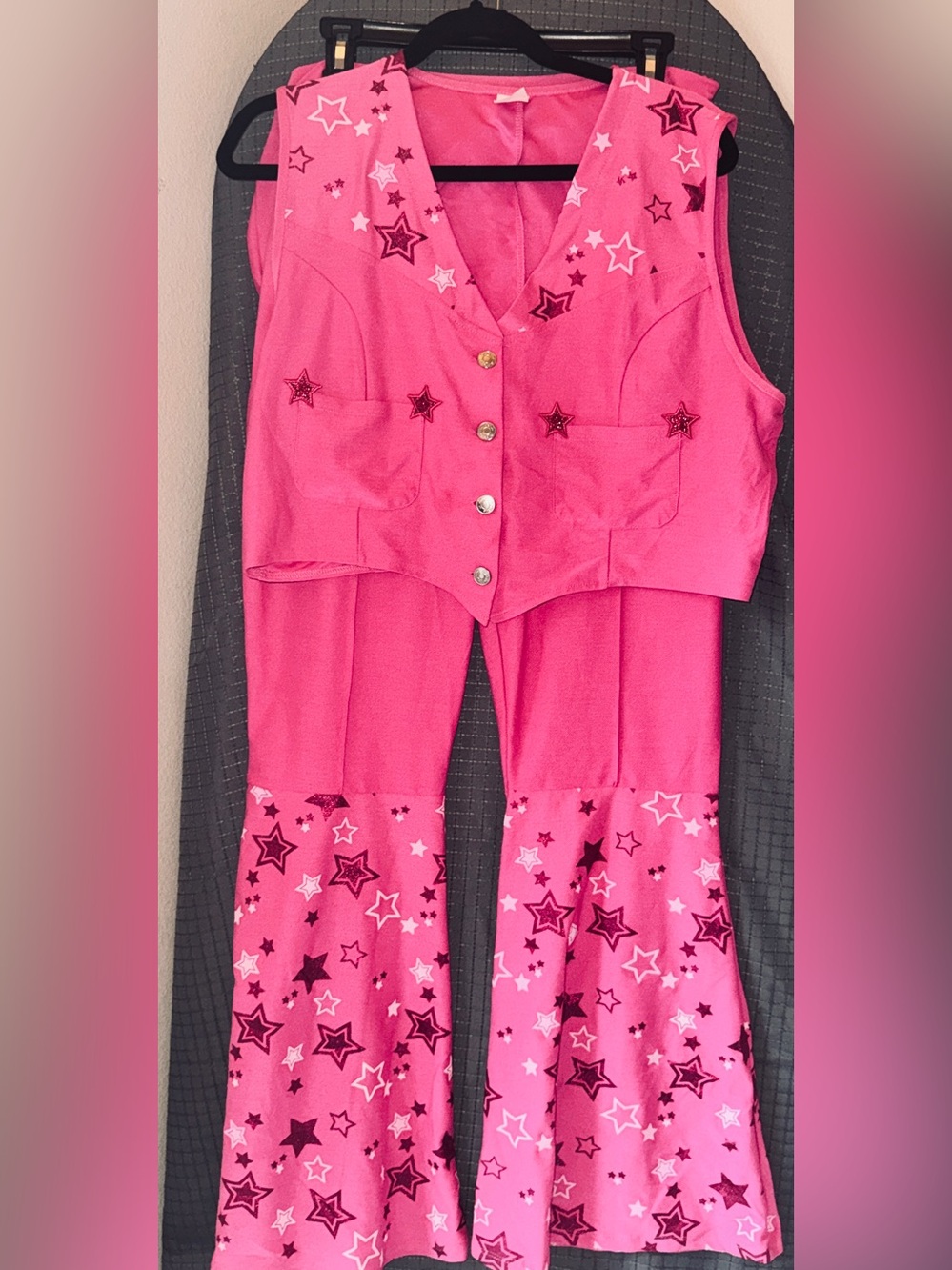 NEW Barbie Hot Pink Star-Print Jumpsuit Set